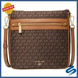 Large Signature Canvas Crossbody Bag with Multiple Pockets